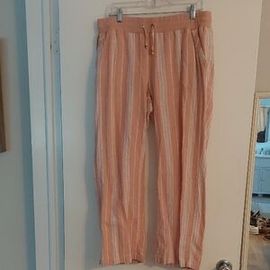 GBG Los Angeles Pink And White Stripped Linen Style  Pants